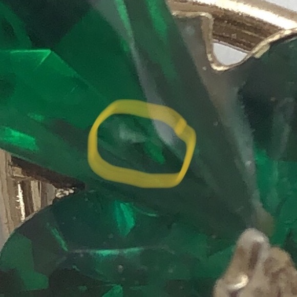 Elegant Vintage Brooch Pin Wishbone Shamrock Clover Lucky Charm Emerald Silver - Picture 6 of 6